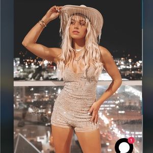 Amazing Lace Boutique Rhinestone romper. Size L